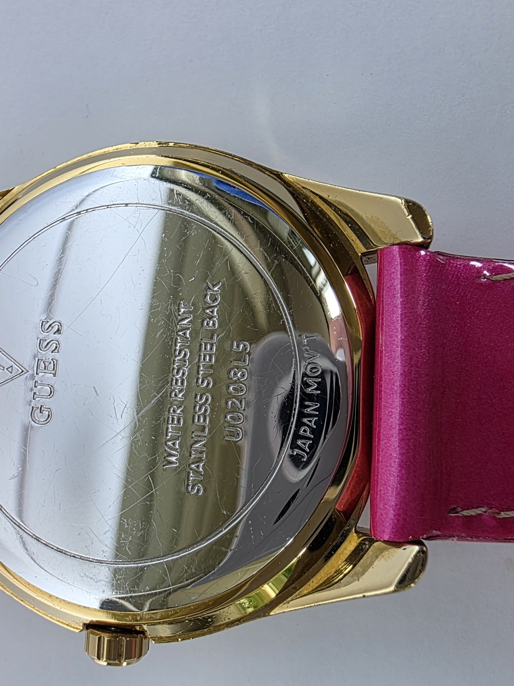 GUESS Gold-Tone Watch with Pink Dial and Pink Strap NEW BATTERY - Picture 9 of 17